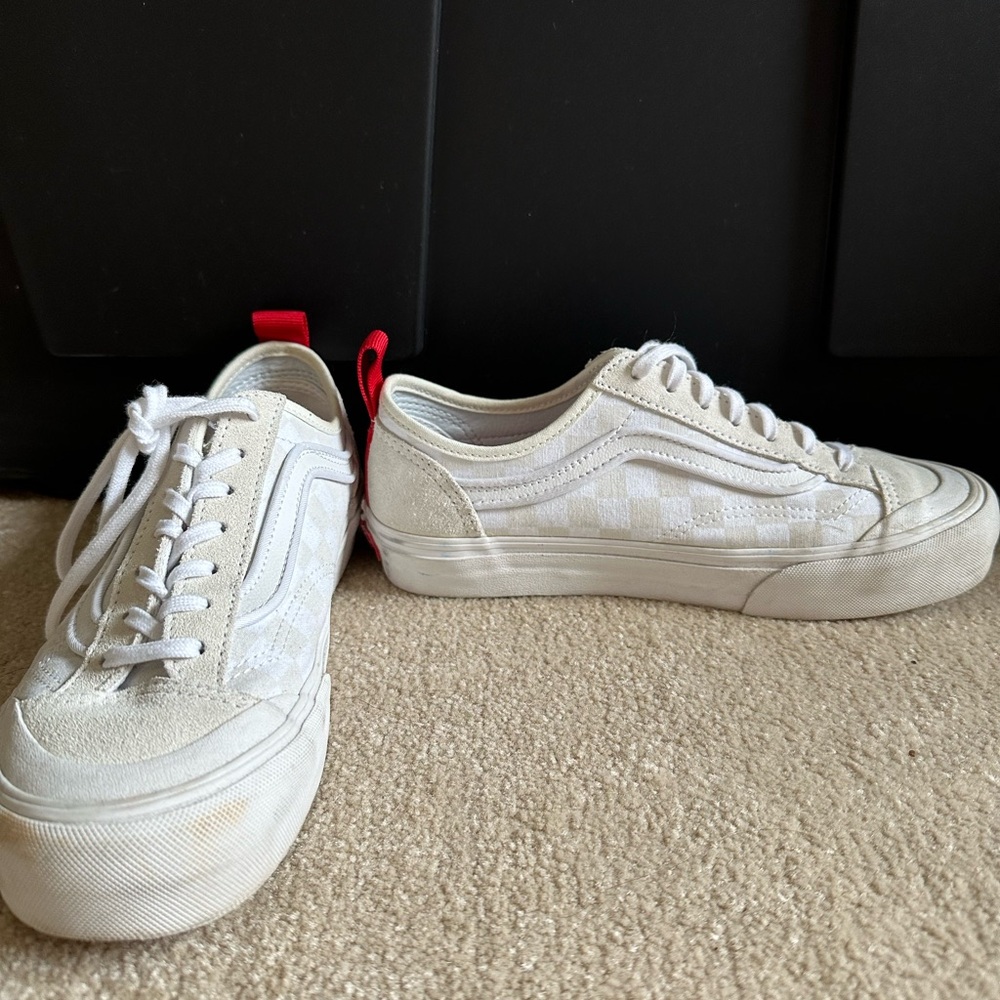 Vans cream checkered sneakers size 7